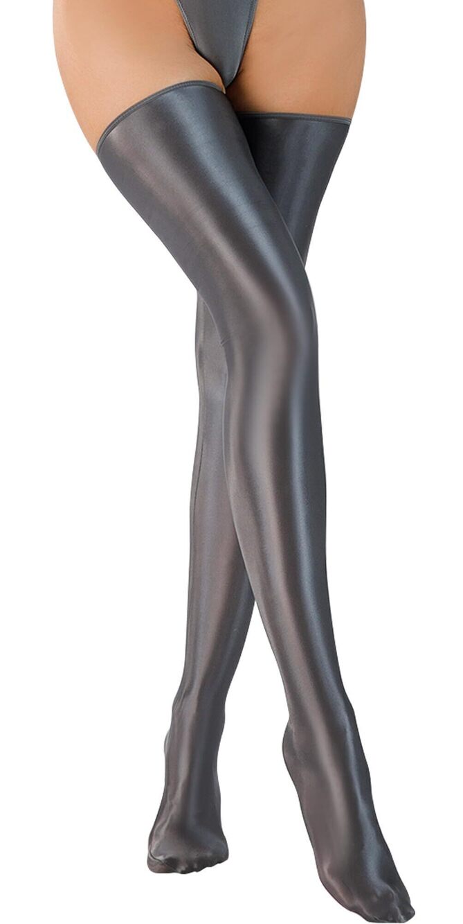 3052 Shiny Thigh High Stockings - Oil Glossy, Shimmery Opaque, Over Knee